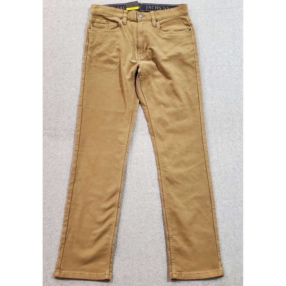 Jachs New York Men's Straight Fit Flex Waistband 5-Pocket Pants, Tan, Size 32